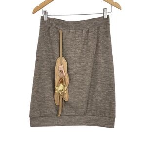Feral Childe Womens‎ Quirky Brown Decorative Applique Knee-length Skirt Small